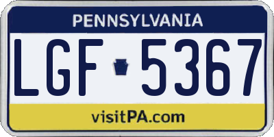 PA license plate LGF5367