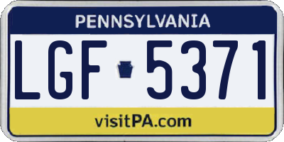 PA license plate LGF5371