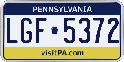 PA license plate LGF5372