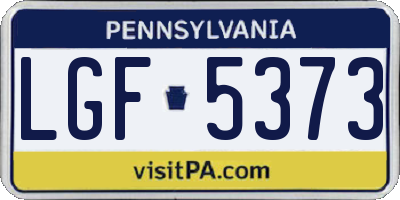 PA license plate LGF5373