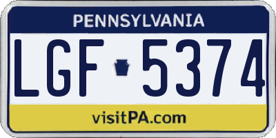 PA license plate LGF5374