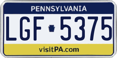 PA license plate LGF5375
