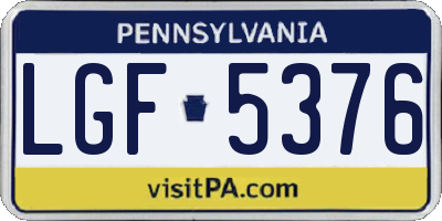 PA license plate LGF5376