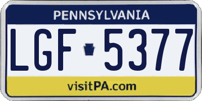 PA license plate LGF5377