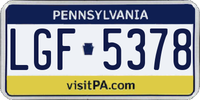 PA license plate LGF5378