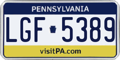 PA license plate LGF5389