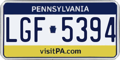 PA license plate LGF5394