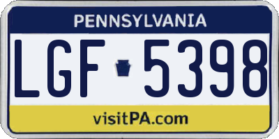 PA license plate LGF5398