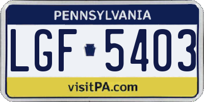 PA license plate LGF5403