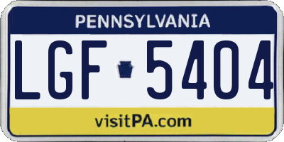 PA license plate LGF5404