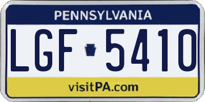 PA license plate LGF5410