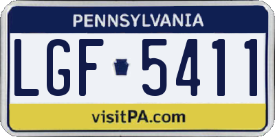 PA license plate LGF5411