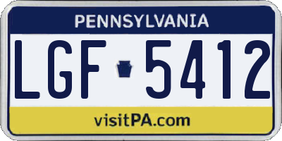 PA license plate LGF5412