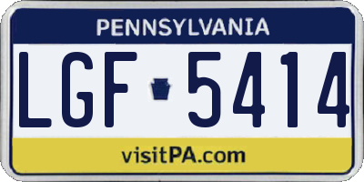 PA license plate LGF5414