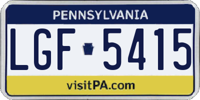 PA license plate LGF5415