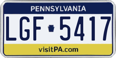 PA license plate LGF5417