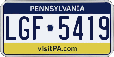 PA license plate LGF5419