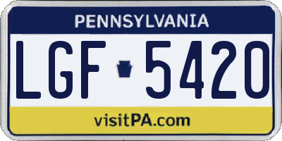 PA license plate LGF5420