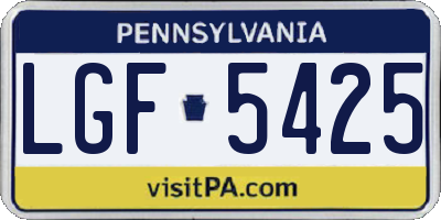 PA license plate LGF5425