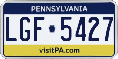PA license plate LGF5427
