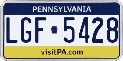 PA license plate LGF5428