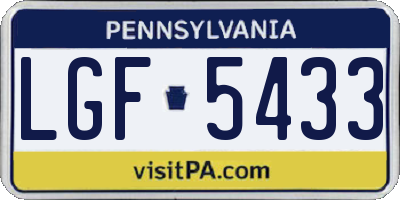 PA license plate LGF5433