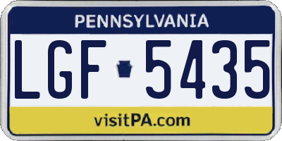 PA license plate LGF5435