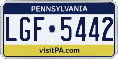 PA license plate LGF5442