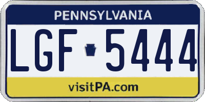PA license plate LGF5444