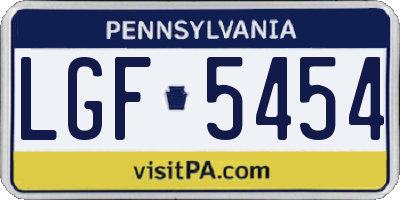 PA license plate LGF5454