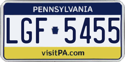 PA license plate LGF5455
