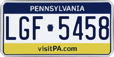 PA license plate LGF5458