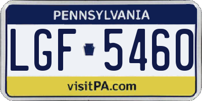 PA license plate LGF5460