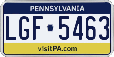 PA license plate LGF5463