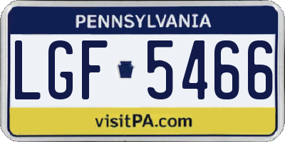PA license plate LGF5466