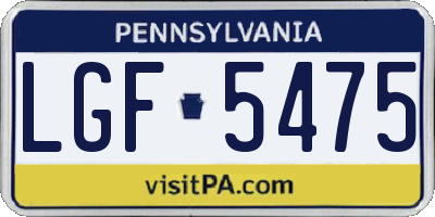 PA license plate LGF5475