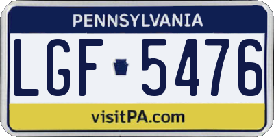 PA license plate LGF5476