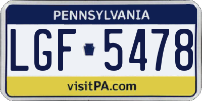 PA license plate LGF5478