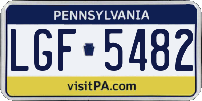 PA license plate LGF5482