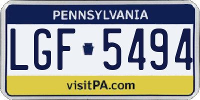 PA license plate LGF5494