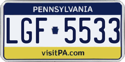 PA license plate LGF5533