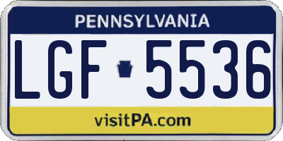 PA license plate LGF5536