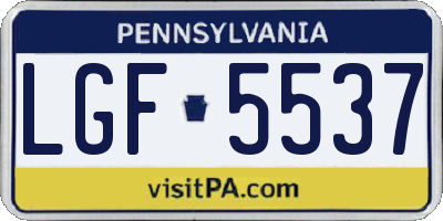 PA license plate LGF5537