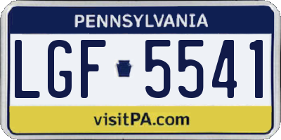 PA license plate LGF5541