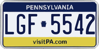 PA license plate LGF5542