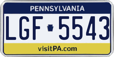 PA license plate LGF5543