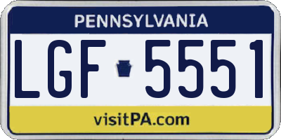 PA license plate LGF5551