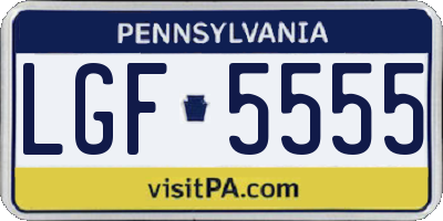 PA license plate LGF5555