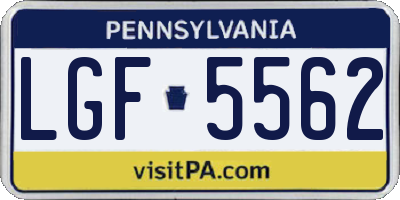 PA license plate LGF5562