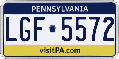 PA license plate LGF5572